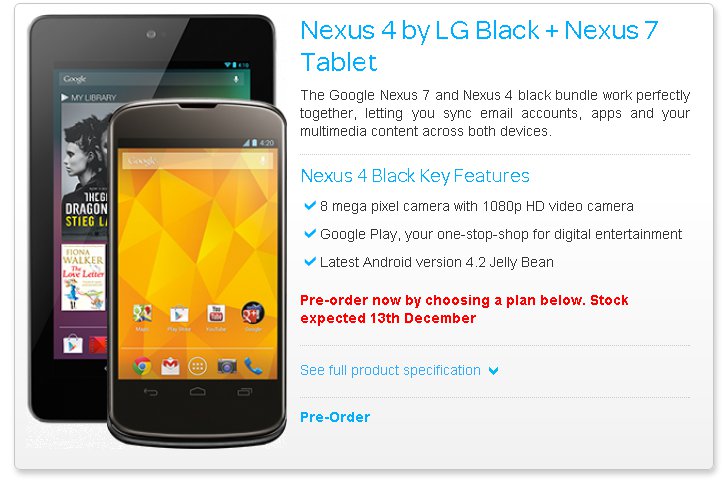 Fecha venta Nexus 4 Fecha venta Nexus 4