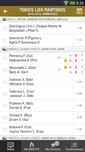 Mis Marcadores: partidos en directo